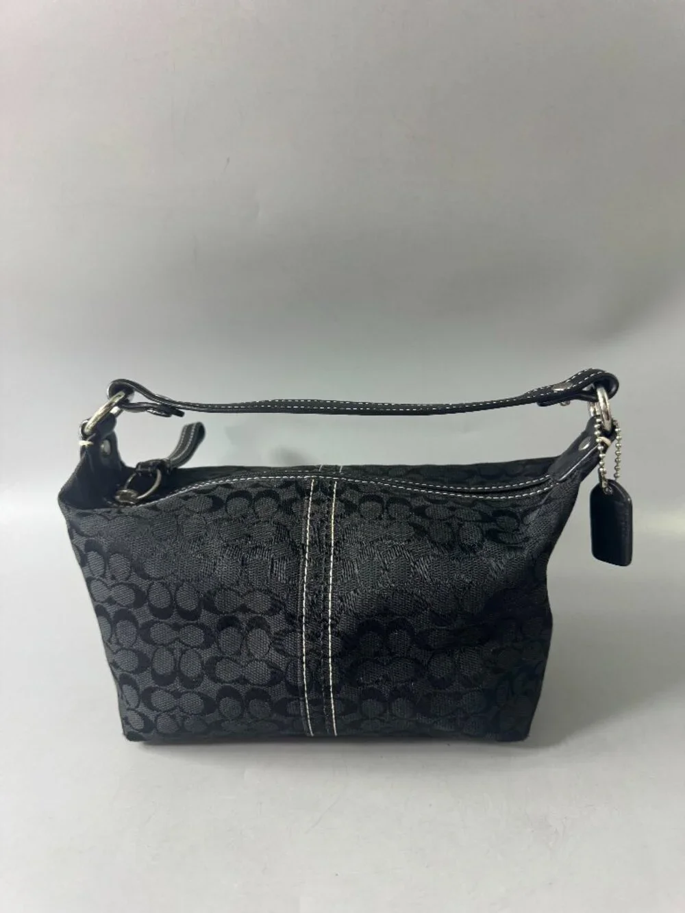 Authentic Vintage Coach Black Signature Jacquard Demi Bag